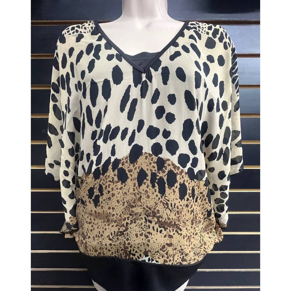 NEW MICHAEL K women's wild luxe top in animal print
